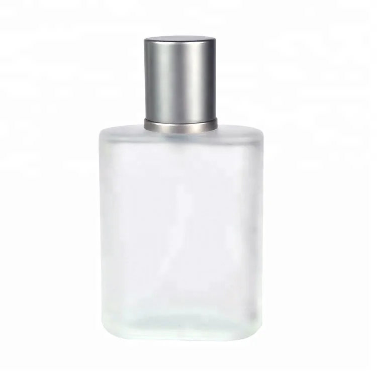 refillable flat square clear frosted pump spray glass perfume bottle 30ml 50ml 100ml