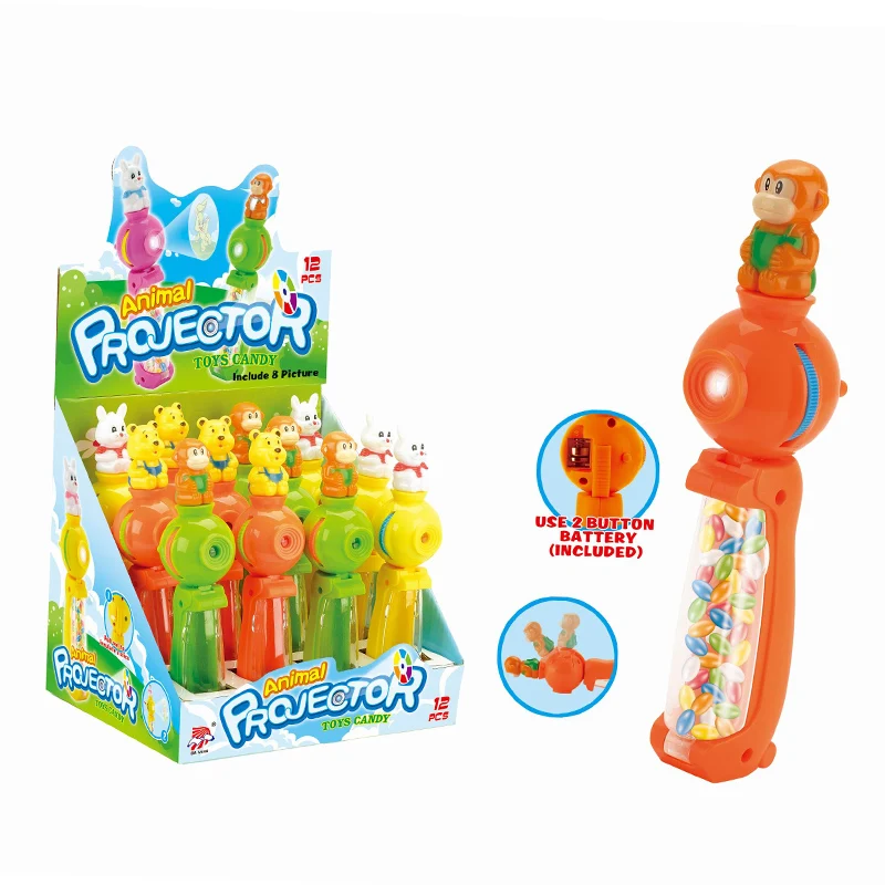 Fruity Flavour and Multi Colored Hard Sweet Candy Rabbit Monkey Bear Animal Projector Toy Candy