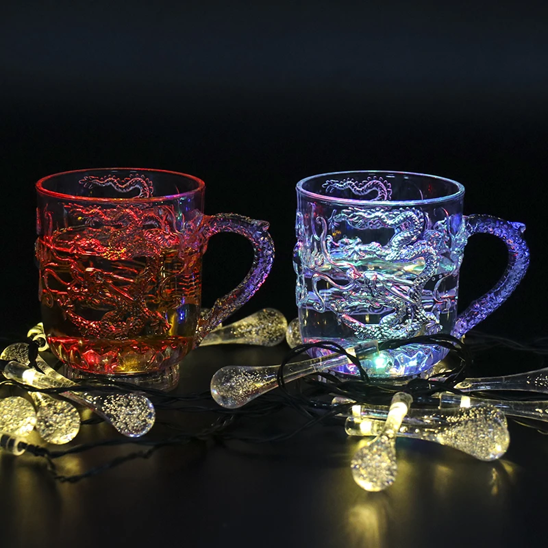 Dragon Design Liquid Automatic Inductive Flicking Battery Powered Plastic Mug LED Beer Cup