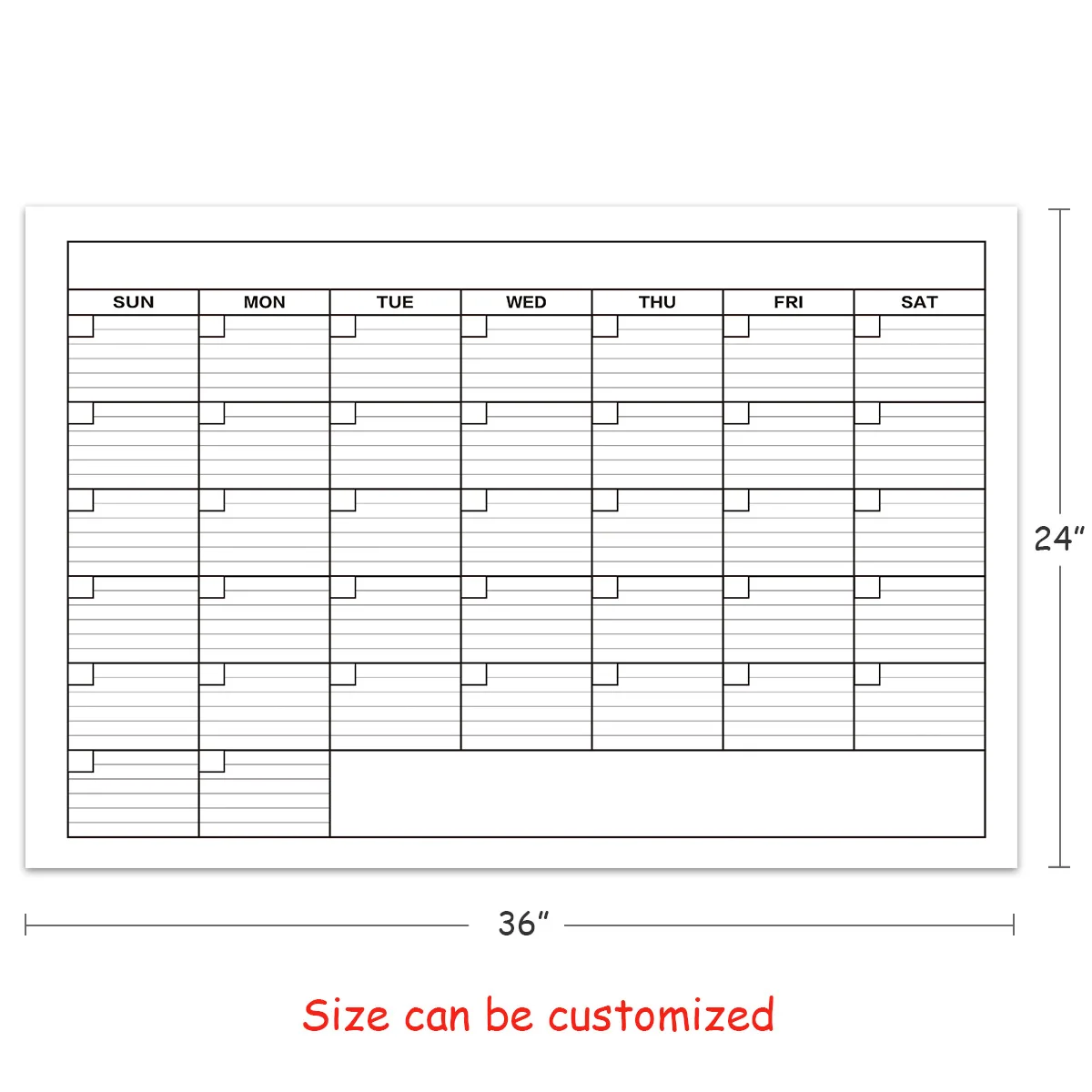 Гигантский Большой чистый многоразовый одномесячный сухий стираемый ламинированный ежемесячный настенный календарь