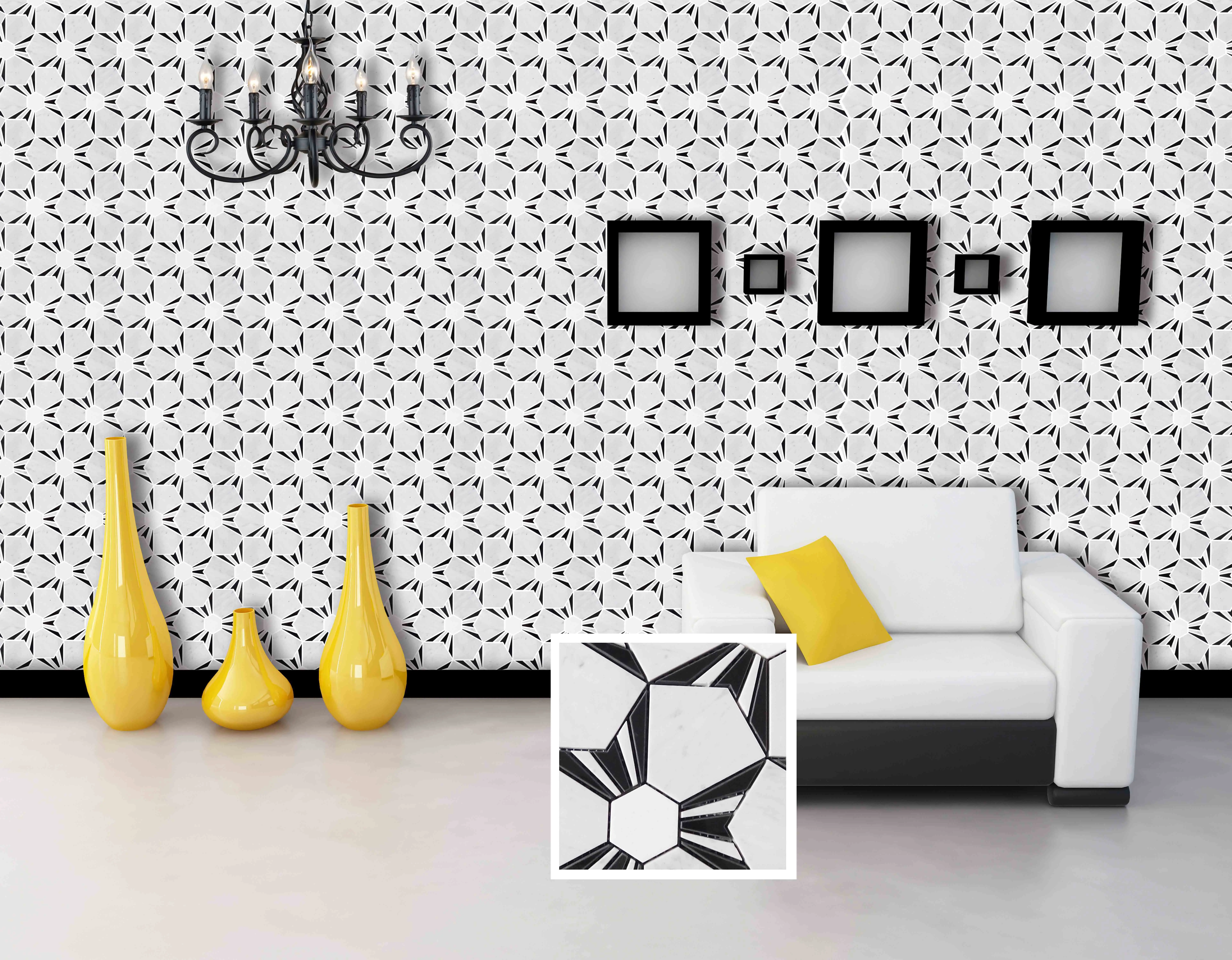 Wonderful Flower Stone Mosaic Art Design for Kitchen Pool Living Room and Interior Wall Decor Resin and Marble Material Tile