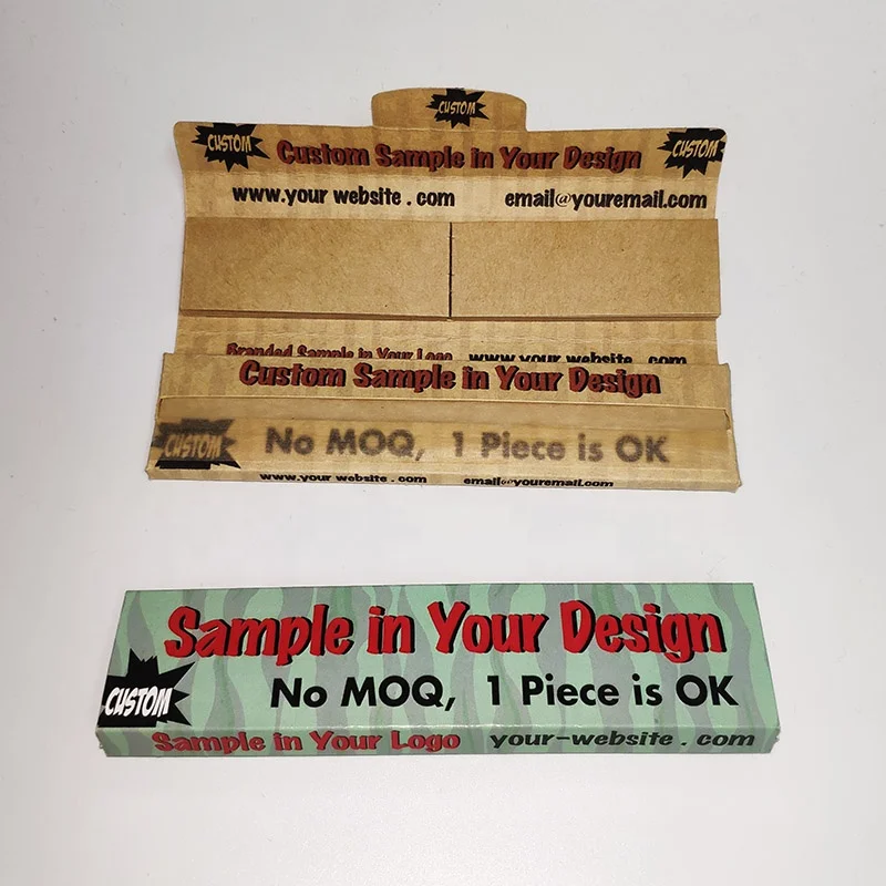 Personalized Natural Organic gum unbleached hemp slow burning custom rolling papers
