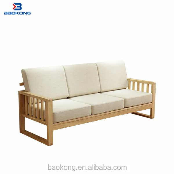 Solid Wood Frame Fabric Sofa Set Modern Living Room Furniture