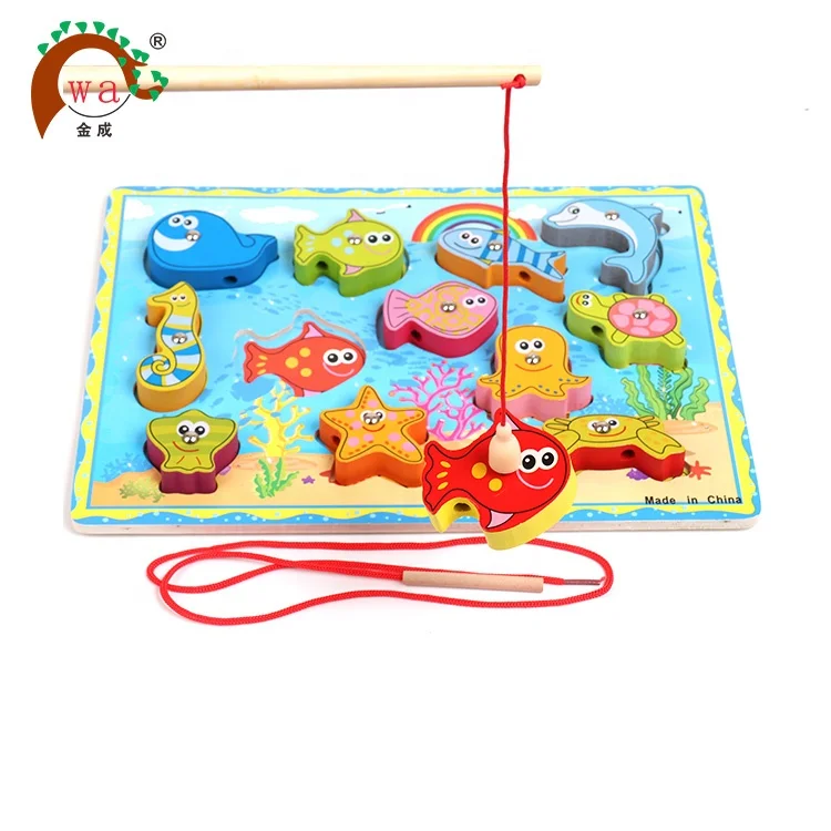 Деревянные развивающие игрушки, детские деревянные магнитные рыболовные игрушки для детей