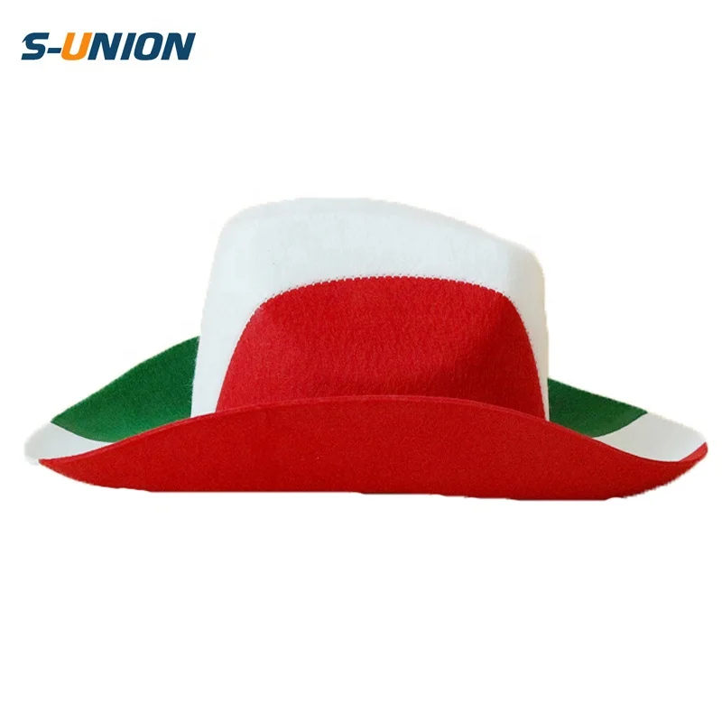 Шляпа для фанатов национального футбола, нетканые шляпы, фетровая ковбойская шляпа с итальянским флагом