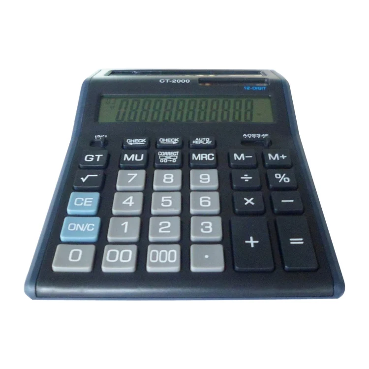 Large Double-Sided Desktop Calculator Two Power Solar CT-2000 for Display