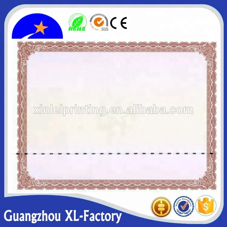 Custom Watermark Paper with Hologram and Security Thread, Anti-fake Certificate Paper,certificate Printing