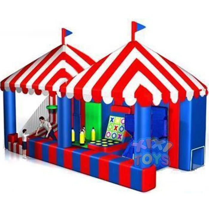 XIXI TOYS 4 in 1 Inflatable Basketball Toss Carnival Games Booth for Your Backyard