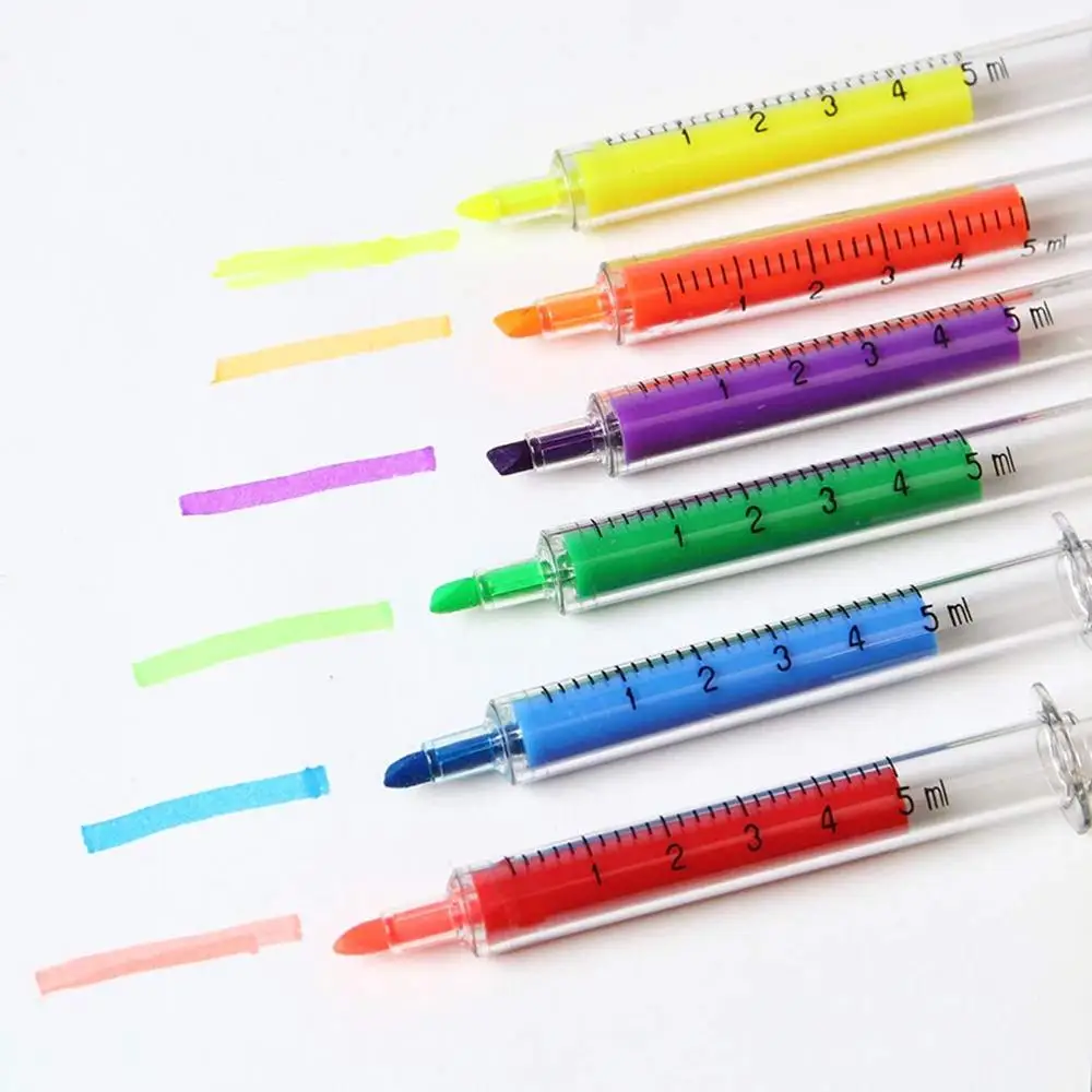 Канцелярские товары, новинка, цветной шприц, хайлайтер, инъекционные ручки, медицинская форма, игла, трубка, акварель, письма, рисование, маркер, ручка