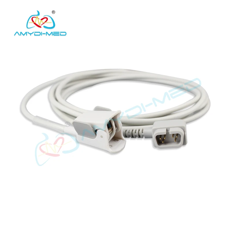 SpO2 Sensor Cable Compatible With CSI 503DX 3.0m Length with DB9-6P Plug Style for Adult Finger Clip