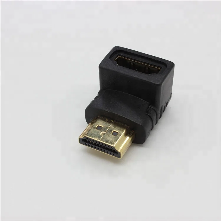Позолоченный правый угол 90 градусов адаптер HDMI штекер-гнездо