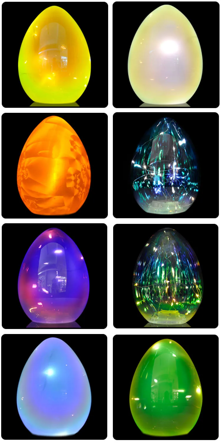 Wholesale hand painted led warm light glass Easter office decoration personalized eggs white ornaments manufacture