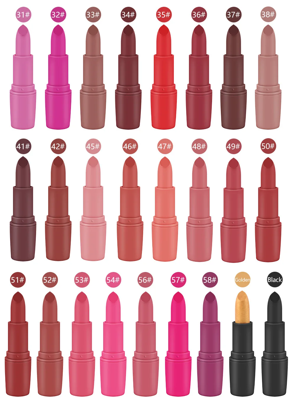 Wholesales Bullet Design Fashion Color Lipstick Lipstick Matte Gel ...