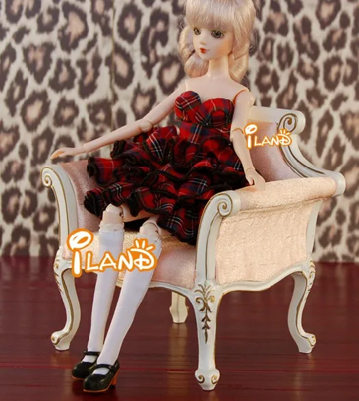 Iland Dollhouse Miniatures Pink Chair Sofa Armchair 1:6 Scale Doll House Furniture for Blythe BJD OB11 Fashion Dolls SL004