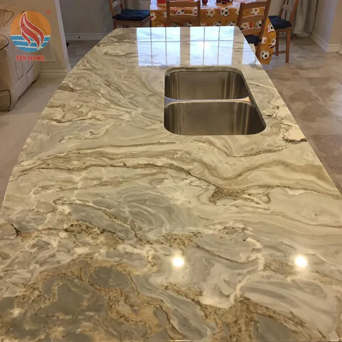 Calacatta White Quartz Countertop with Grey Veins