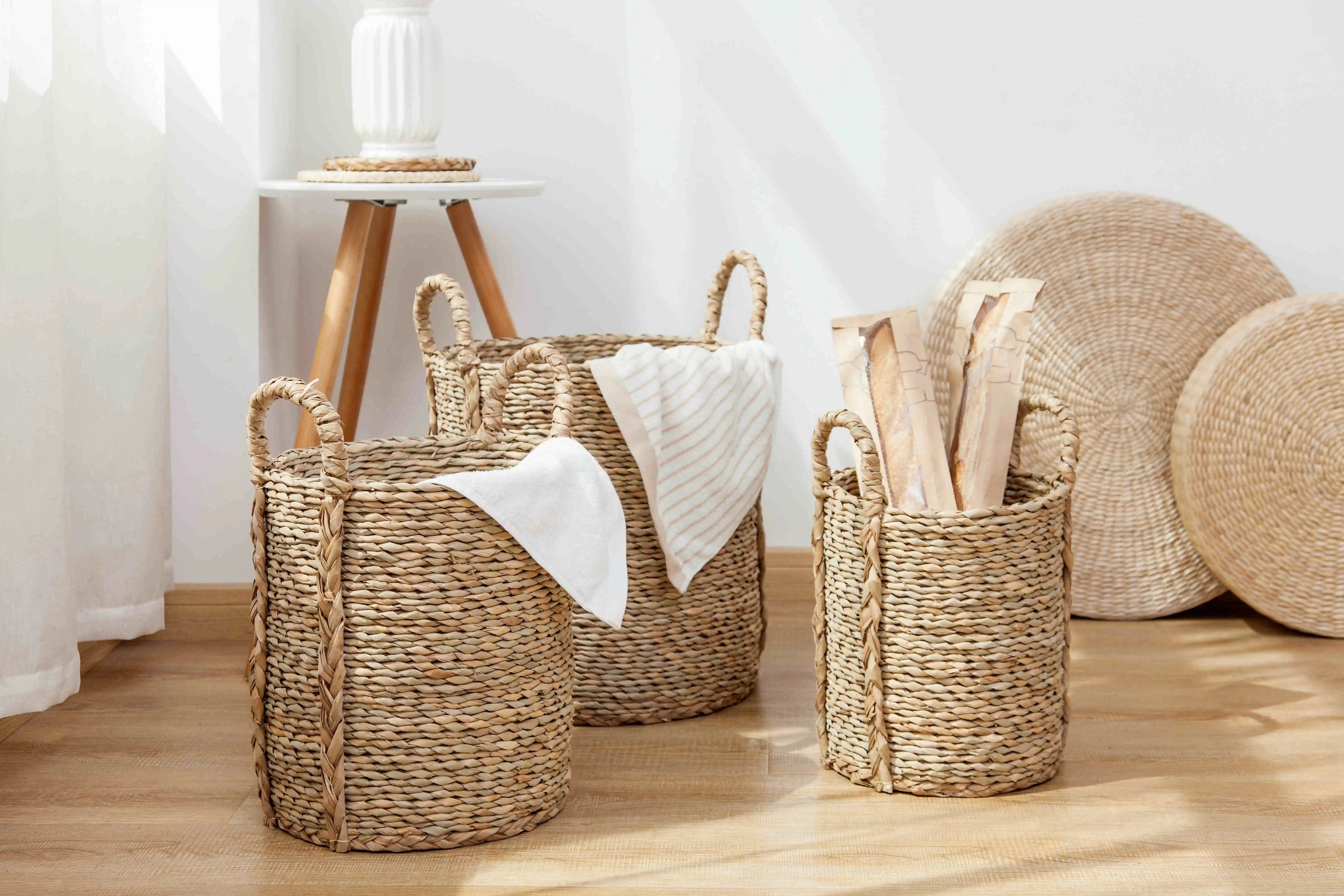 2021 оптовая продажа сушеных морских трав, морских водорослей, материал, высококачественные товары, тканые корзины для белья, корзина для хранения с ручкой