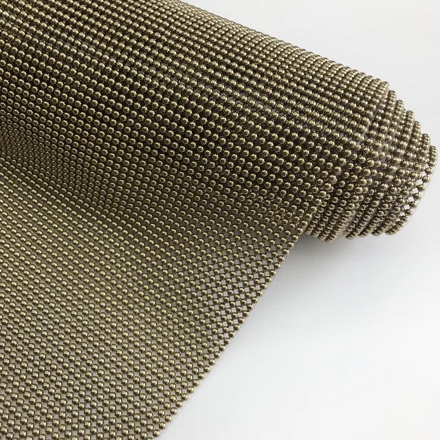 Sparkling Metallic Sequin Cloth Hot Fix Metal Beaded Mesh Sheet Aluminum Chain Mail Fabric for Curtains