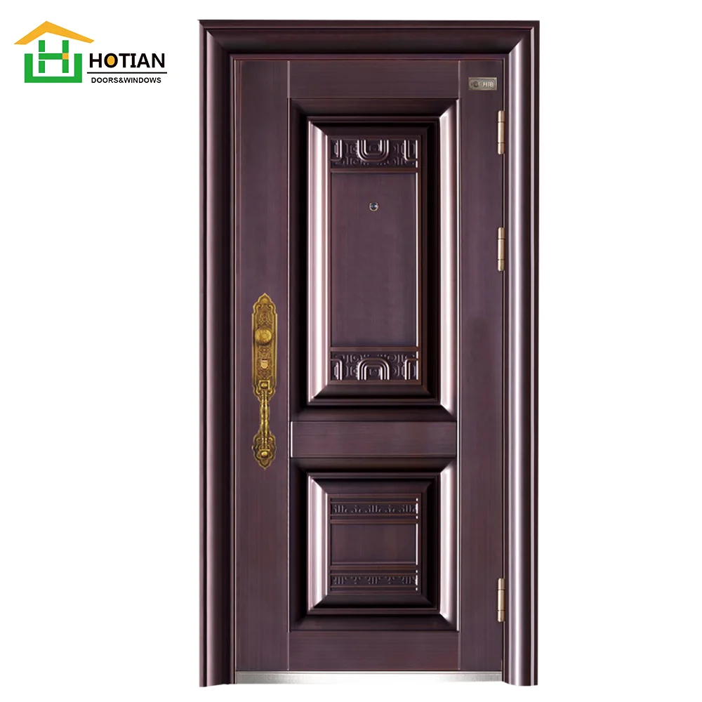 White and Red Walnut Color Front Doors Designs Iron Single Exterior Door for House and Room