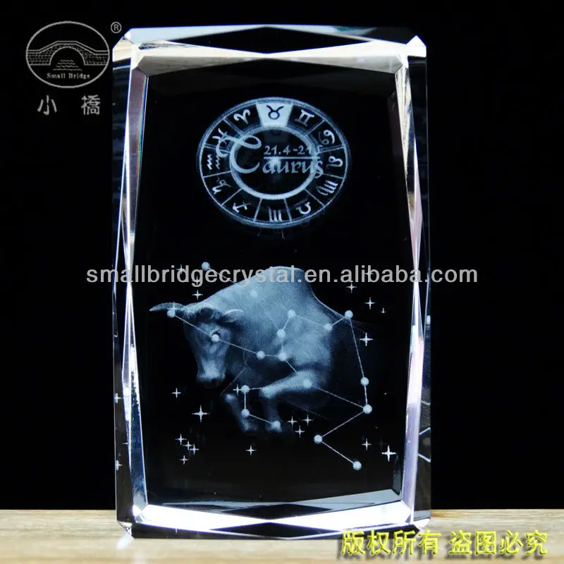 cubo de cristal laser, presente de aniversário de cristal, cristal Doze constelações