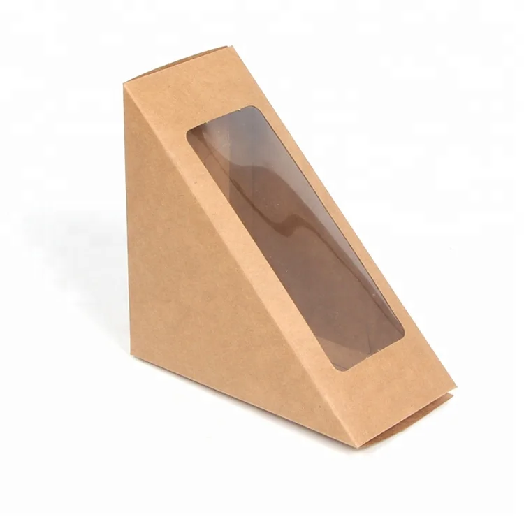 Kraft Cardboard Window Triangle Box for Packaging Sandwich