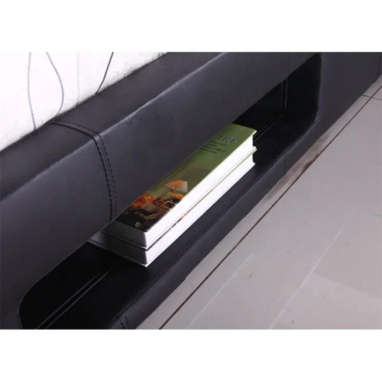 Wholesale Modern king Full Size Genuine Leather Upholstered TV Bed