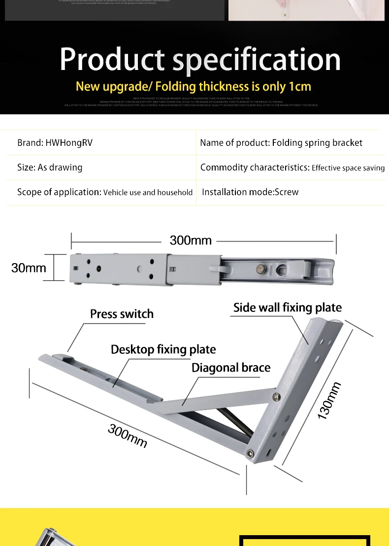 Hwhongrv Caravan Furniture Table Hinge Wall Mount Adjustable Folding