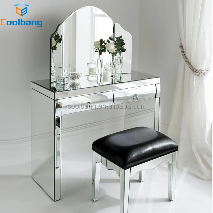 narrow mirrored dressing table