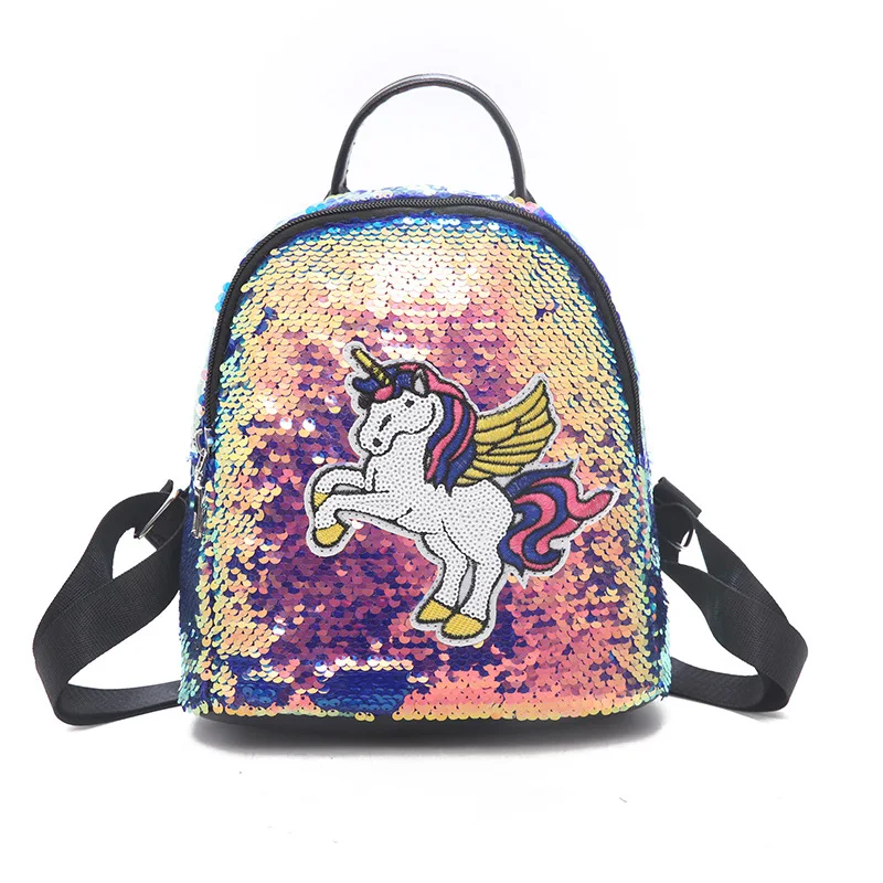 shiny unicorn backpack