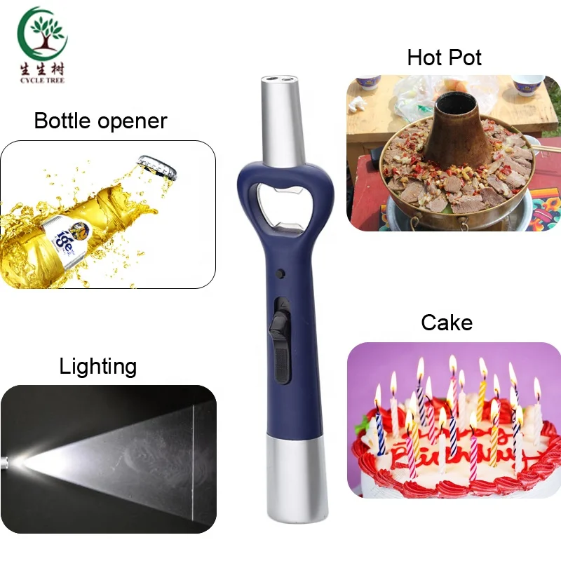 
Многоразовая газовая зажигалка для барбекю, многофункциональная Бутановая Зажигалка с подсветкой, открывалка для бутылок, оптом 