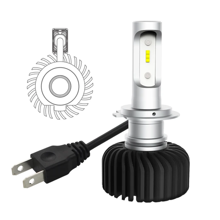 No Radio Interference Led Headlight H7 4300K Ce Rohs Certification Fanless Auto Led Headlight Xenon Bulb H7 Projector Lens