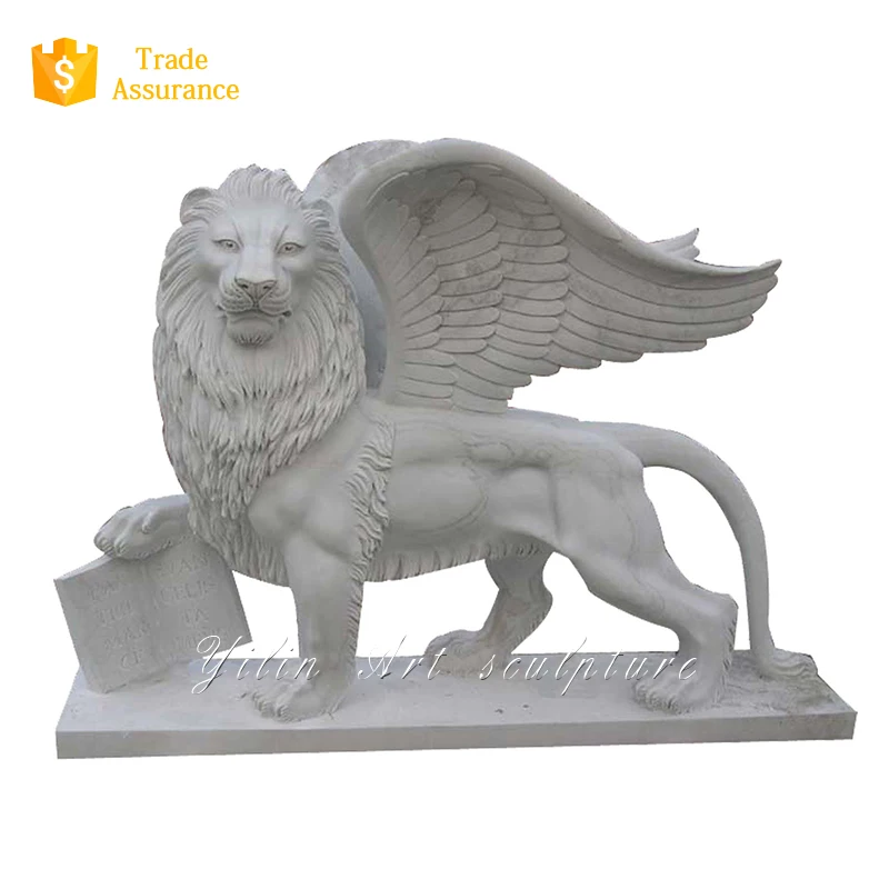 翼のある強い白い大理石のライオンの像yl D191 Buy ライオン像 ホワイトライオン翼 等身大ライオンの彫像 Product On Alibaba Com