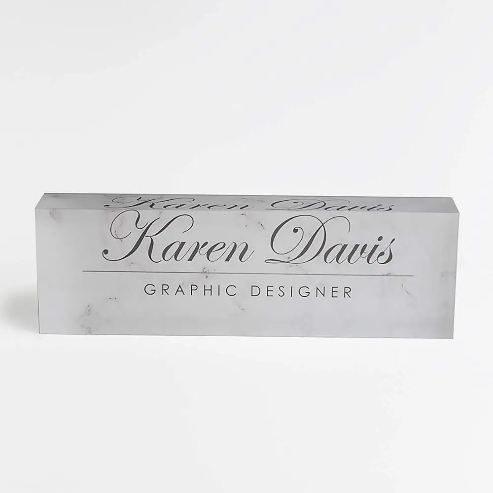 Desk Name Plate Personalized Name Title Acrylic Block White Marble Design Printed On Clear Acrylic Glass Block Buy Acrylic Glass Block Name Title Acrylic Block Desk Name Plate Product On Alibaba Com