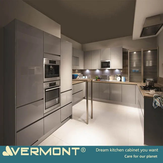 2021 Vermont China Factory High Gloss Kitchen Cabinet Modular Designs With Price
