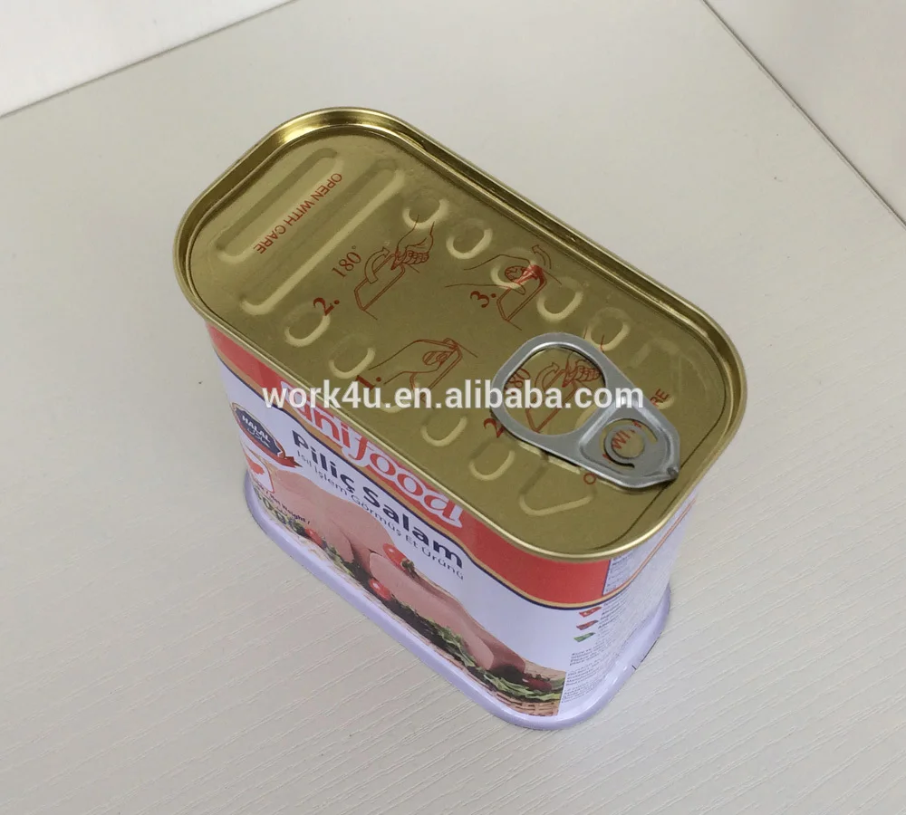 OEM 340g Rectangular Food Tin Can Empty for Chicken Luncheon Meat Packing