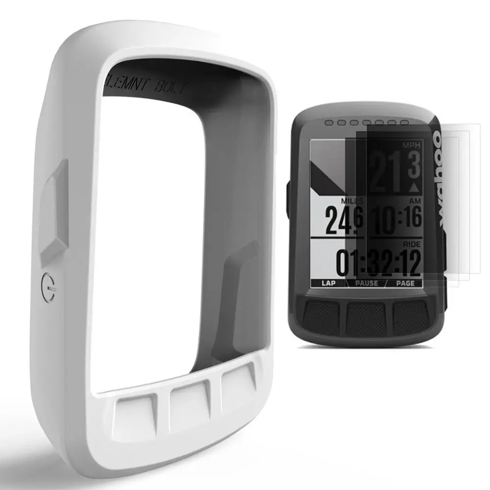 Wahoo Bolt GPS Bike Computer Screen Protector Silicone Gel Skin Case with Rubber Charm Covers the Entire Screen