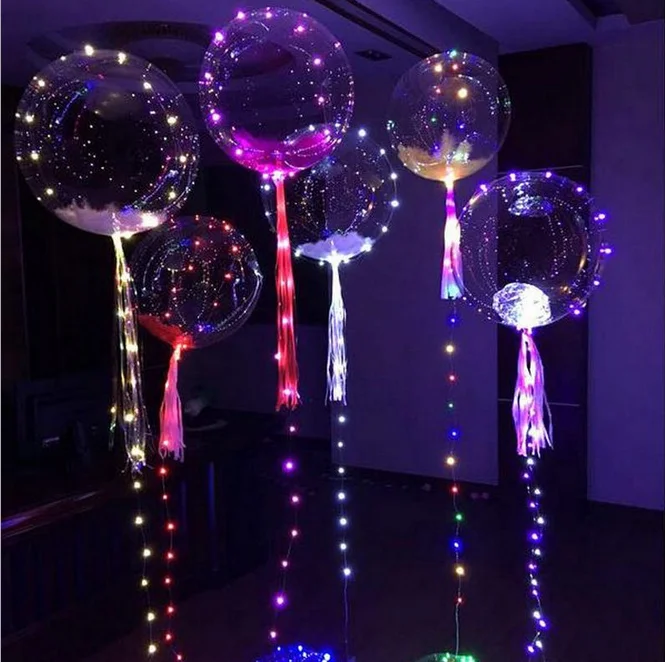 GB LED Light Up Bobo Balloon Transparent Wedding Birthday Xmas Party Decor Lamp