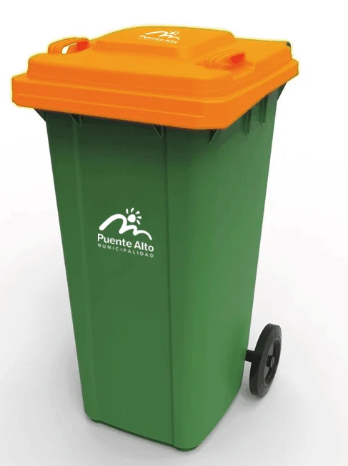 HDPE plastic garbage bin 120L outdoor with four wheels with EN840