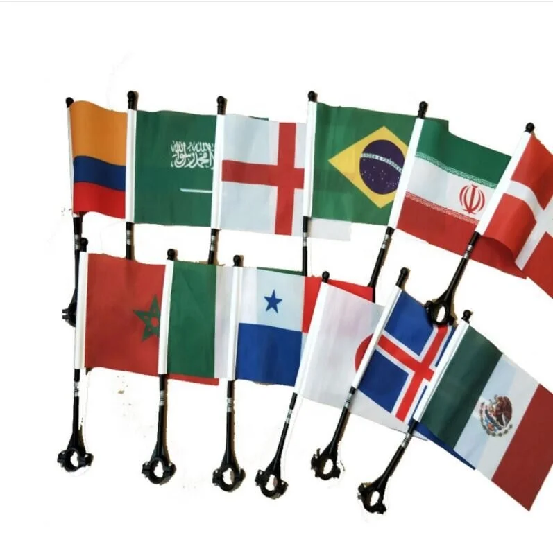 Custom logo and Different Country Flag Cycling Spring Plastic 30cm Dia 8mm Bike Flag Pole