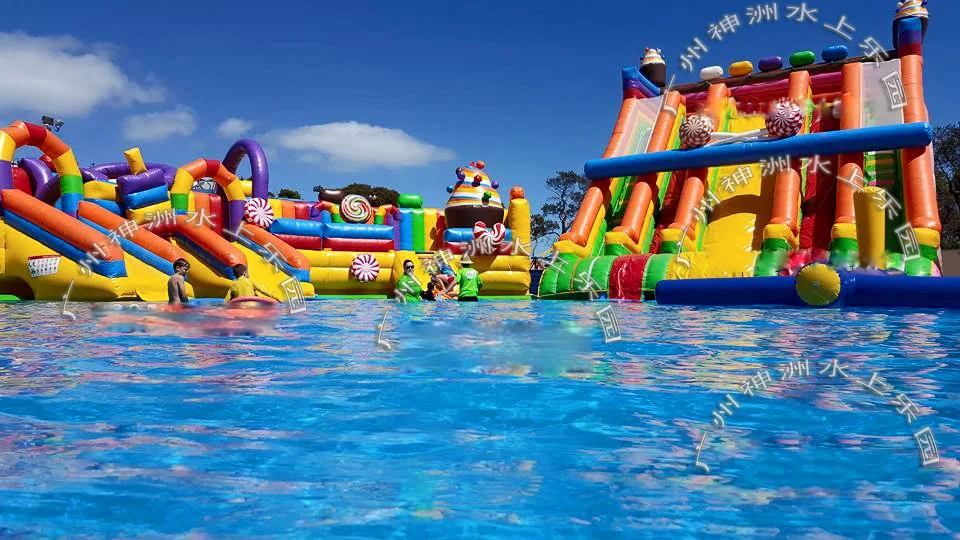 Parque Acuático inflable Candy Land con tobogán y piscina, juegos  deportivos acuáticos para adultos y niños