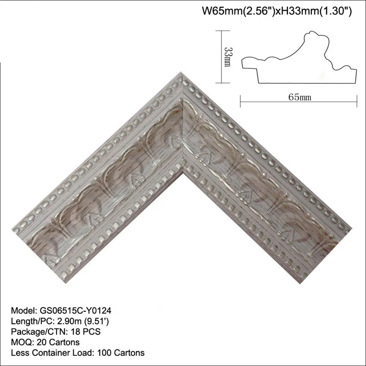 European Embossed Picture Frame Moulding Plastic Molding Picture Frame
