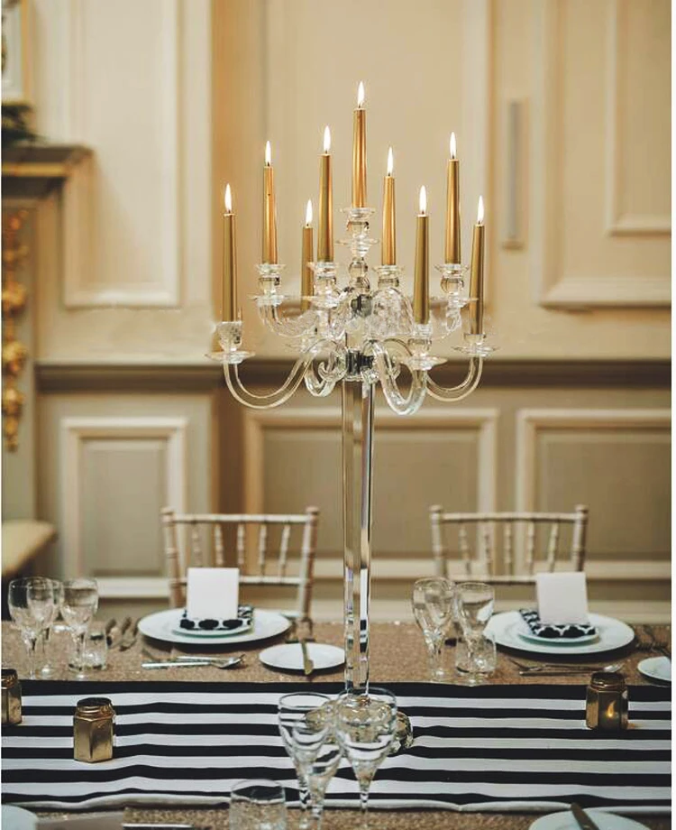 Centro De Mesa De Cristal Grande Para Boda,Candelabros De 9 Brazos