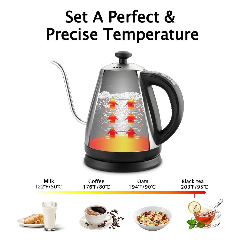 Gooseneck Electric Kettle with Digital Variable Temperature Control Coffee Gooseneck Kettle Keep Warm Electric Gooseneck Kettle