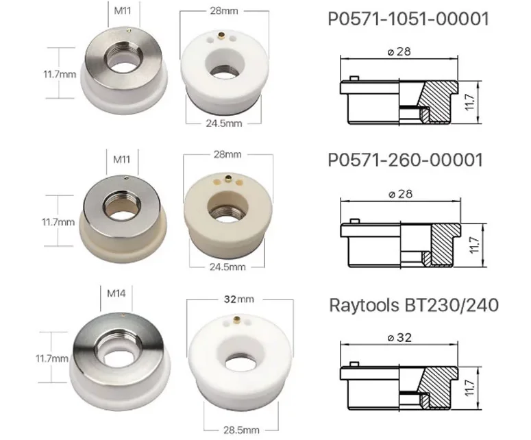Demarklaser Ceramic Ring Nozzle Holder – D28/D32/D31/21 For Raytools / BOCI / WSX Fiber Heads