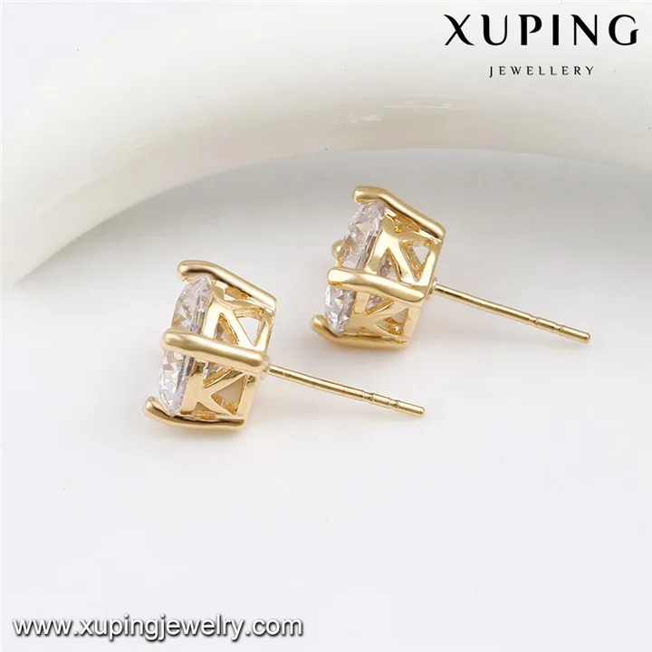 92285 xuping Gold Plated White Single Stone Stud Earrings