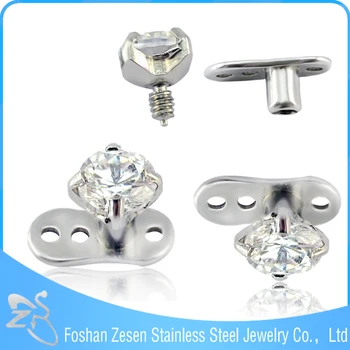 Top Dermal Anchor In Acciaio Inox Con Zirconia Trasparente – Filettatura Interna 16G (1,2mm) - Foto 5