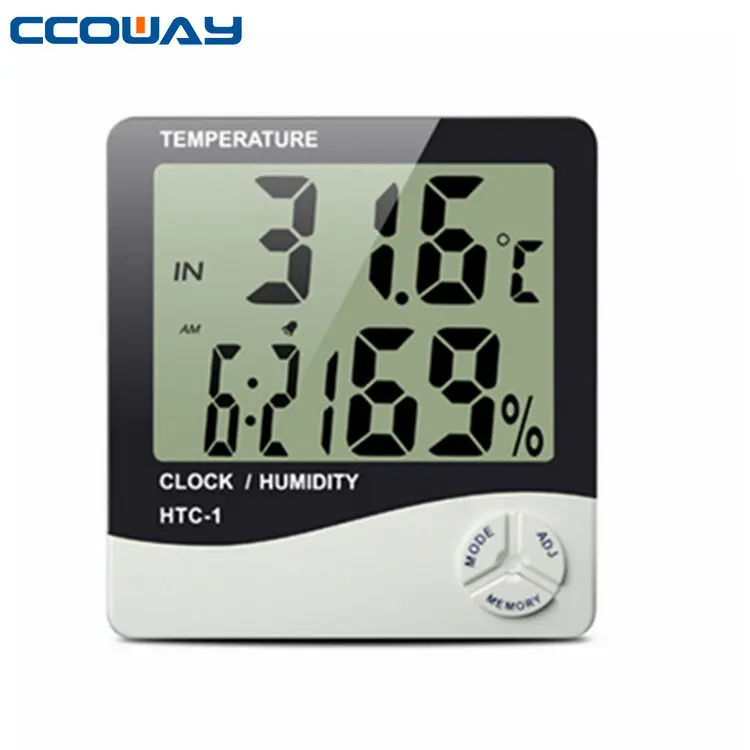 HTC-1 Digital LCD Thermometer Hygrometer Humidity Meter Room Indoor  Temperature Clock Wholesale