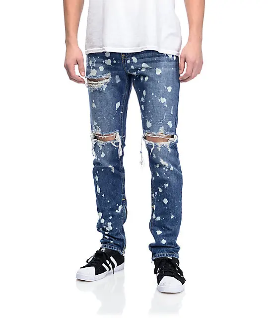 Best Designer Ripped Destroyed Denim Jeans For Men Printed Zipped Hem Trousers - Buy Designer Jeans For Jeans,Jean Trousers Product on Alibaba.com