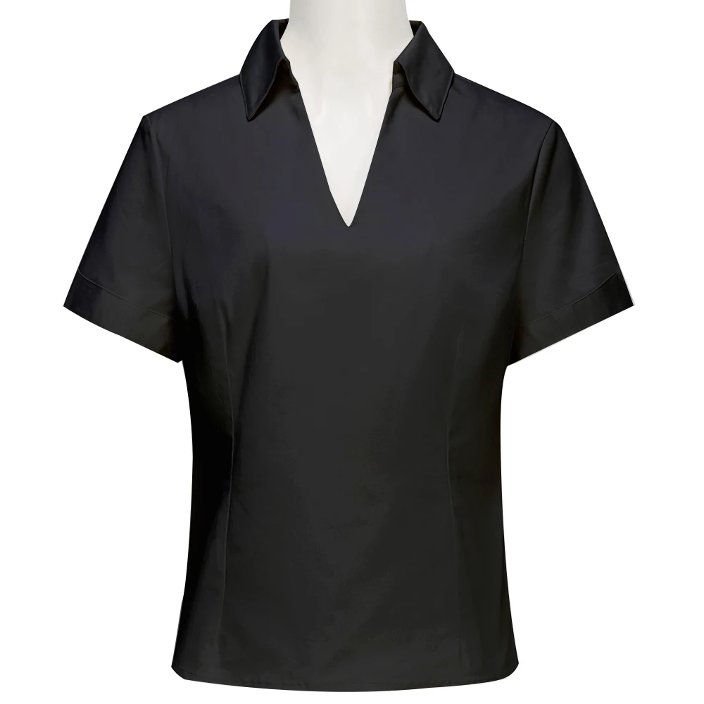 Wholesale Blusas negras elegantes de manga corta para mujer, ropa informal oficina, uniforme, manga corta From m.alibaba.com