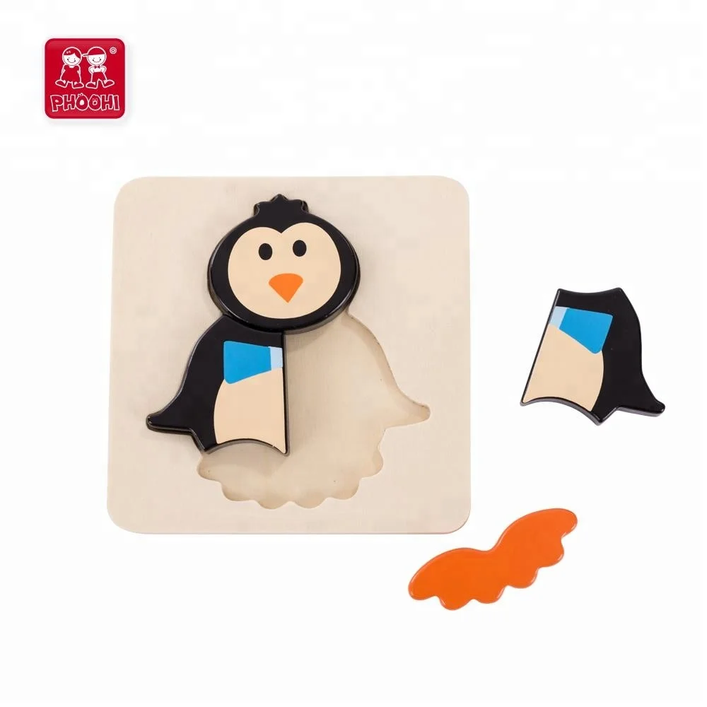 Ранние развивающие игрушки 4 шт. Пингвин фигуры животных детская деревянная головоломка для детей 1