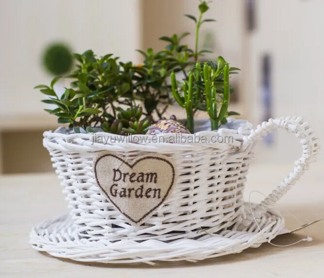 100handmade White Wicker Cup Shape Flower Plant Basket Wicker Baskets For Plants Buy Cup